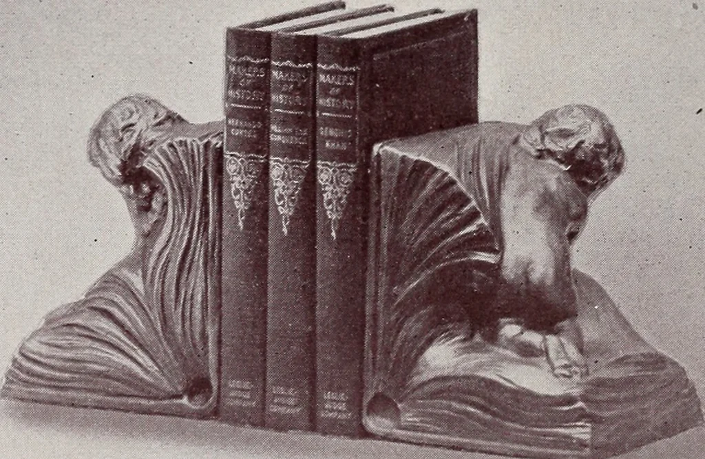 An illustration from Armor bronze : artistic and ideal gifts in book ends, door stops, art objects, table and floor lamps, 1900, leaf 7