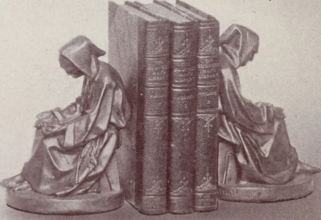 An illustration from Armor bronze : artistic and ideal gifts in book ends, door stops, art objects, table and floor lamps, 1900, leaf 7