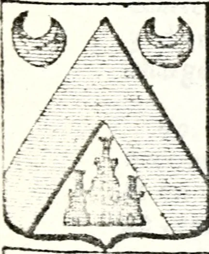 An illustration from Armorial des principales maisons et familles du royaume, particulierement des celles de Paris et de l'Isle de France : contenant les armes des princes, seigneurs, grands officiers de la couronne & de la maison du roi, celles des cours souveraines, &c. avec l'explication de tous les blasons, 1757, leaf 150