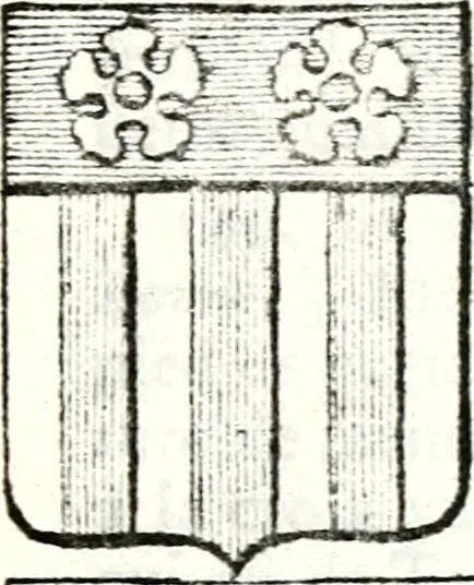 An illustration from Armorial des principales maisons et familles du royaume, particulierement des celles de Paris et de l'Isle de France : contenant les armes des princes, seigneurs, grands officiers de la couronne & de la maison du roi, celles des cours souveraines, &c. avec l'explication de tous les blasons, 1757, leaf 182