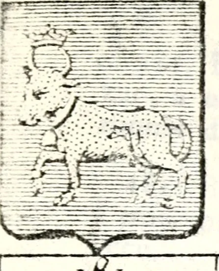 An illustration from Armorial des principales maisons et familles du royaume, particulierement des celles de Paris et de l'Isle de France : contenant les armes des princes, seigneurs, grands officiers de la couronne & de la maison du roi, celles des cours souveraines, &c. avec l'explication de tous les blasons, 1757, leaf 198