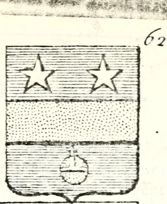 An illustration from Armorial des principales maisons et familles du royaume, particulierement des celles de Paris et de l'Isle de France : contenant les armes des princes, seigneurs, grands officiers de la couronne & de la maison du roi, celles des cours souveraines, &c. avec l'explication de tous les blasons, 1757, leaf 214