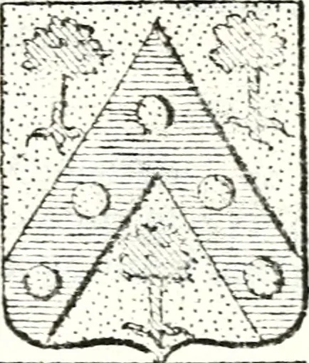 An illustration from Armorial des principales maisons et familles du royaume, particulierement des celles de Paris et de l'Isle de France : contenant les armes des princes, seigneurs, grands officiers de la couronne & de la maison du roi, celles des cours souveraines, &c. avec l'explication de tous les blasons, 1757, leaf 246