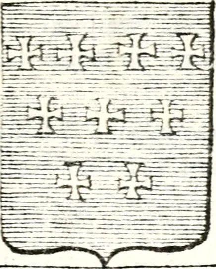An illustration from Armorial des principales maisons et familles du royaume, particulierement des celles de Paris et de l'Isle de France : contenant les armes des princes, seigneurs, grands officiers de la couronne & de la maison du roi, celles des cours souveraines, &c. avec l'explication de tous les blasons, 1757, leaf 250