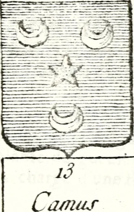 An illustration from Armorial des principales maisons et familles du royaume, particulierement des celles de Paris et de l'Isle de France : contenant les armes des princes, seigneurs, grands officiers de la couronne & de la maison du roi, celles des cours souveraines, &c. avec l'explication de tous les blasons, 1757, leaf 306