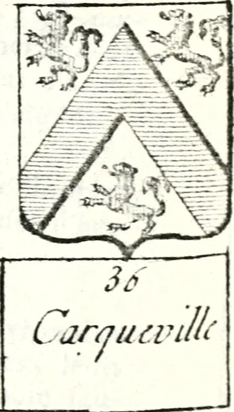 An illustration from Armorial des principales maisons et familles du royaume, particulierement des celles de Paris et de l'Isle de France : contenant les armes des princes, seigneurs, grands officiers de la couronne & de la maison du roi, celles des cours souveraines, &c. avec l'explication de tous les blasons, 1757, leaf 314