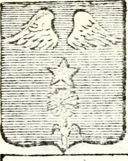 An illustration from Armorial des principales maisons et familles du royaume, particulierement des celles de Paris et de l'Isle de France : contenant les armes des princes, seigneurs, grands officiers de la couronne & de la maison du roi, celles des cours souveraines, &c. avec l'explication de tous les blasons, 1757, leaf 342
