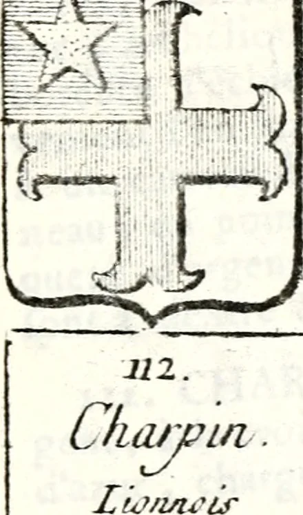 An illustration from Armorial des principales maisons et familles du royaume, particulierement des celles de Paris et de l'Isle de France : contenant les armes des princes, seigneurs, grands officiers de la couronne & de la maison du roi, celles des cours souveraines, &c. avec l'explication de tous les blasons, 1757, leaf 350