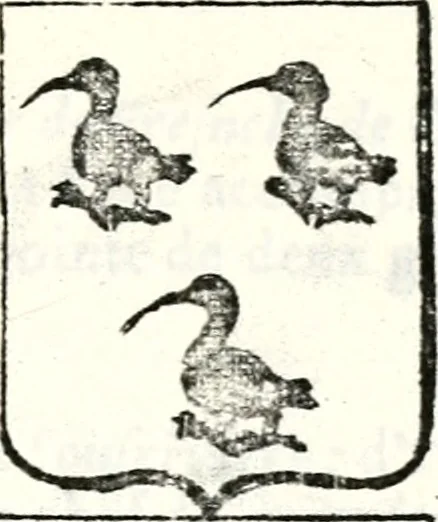 An illustration from Armorial des principales maisons et familles du royaume, particulierement des celles de Paris et de l'Isle de France : contenant les armes des princes, seigneurs, grands officiers de la couronne & de la maison du roi, celles des cours souveraines, &c. avec l'explication de tous les blasons, 1757, leaf 374