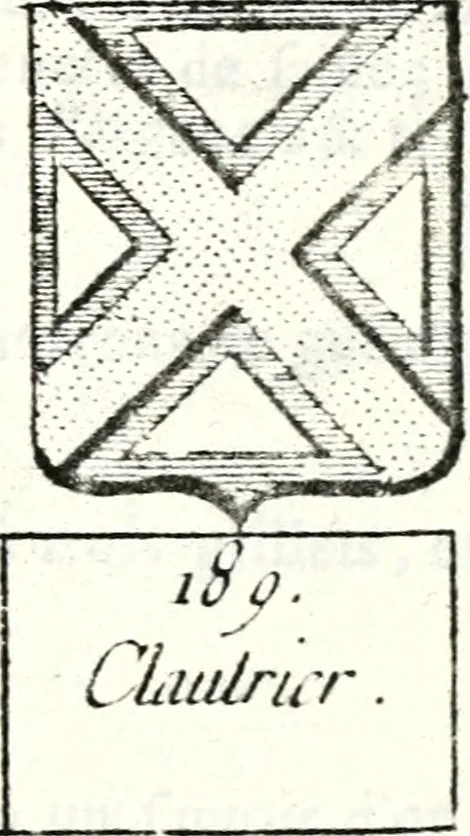 An illustration from Armorial des principales maisons et familles du royaume, particulierement des celles de Paris et de l'Isle de France : contenant les armes des princes, seigneurs, grands officiers de la couronne & de la maison du roi, celles des cours souveraines, &c. avec l'explication de tous les blasons, 1757, leaf 382