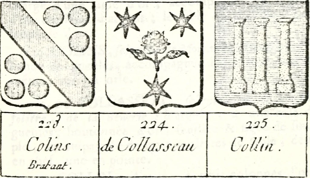 An illustration from Armorial des principales maisons et familles du royaume, particulierement des celles de Paris et de l'Isle de France : contenant les armes des princes, seigneurs, grands officiers de la couronne & de la maison du roi, celles des cours souveraines, &c. avec l'explication de tous les blasons, 1757, leaf 398
