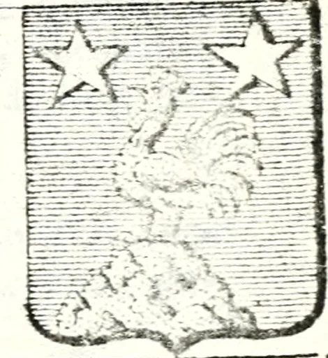 An illustration from Armorial des principales maisons et familles du royaume, particulierement des celles de Paris et de l'Isle de France : contenant les armes des princes, seigneurs, grands officiers de la couronne & de la maison du roi, celles des cours souveraines, &c. avec l'explication de tous les blasons, 1757, leaf 402