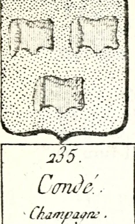 An illustration from Armorial des principales maisons et familles du royaume, particulierement des celles de Paris et de l'Isle de France : contenant les armes des princes, seigneurs, grands officiers de la couronne & de la maison du roi, celles des cours souveraines, &c. avec l'explication de tous les blasons, 1757, leaf 406