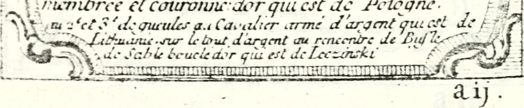 An illustration from Armorial des principales maisons et familles du royaume, particulierement des celles de Paris et de l'Isle de France : contenant les armes des princes, seigneurs, grands officiers de la couronne & de la maison du roi, celles des cours souveraines, &c. avec l'explication de tous les blasons, 1757, leaf 44