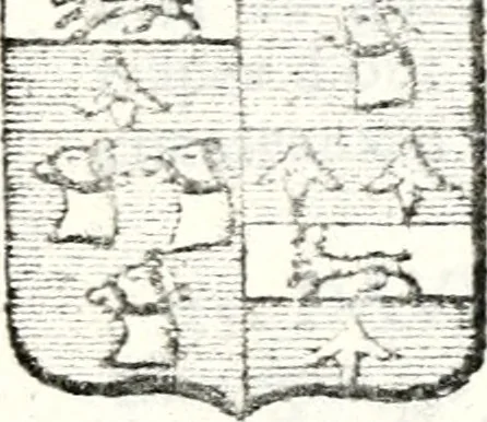 An illustration from Armorial des principales maisons et familles du royaume, particulierement des celles de Paris et de l'Isle de France : contenant les armes des princes, seigneurs, grands officiers de la couronne & de la maison du roi, celles des cours souveraines, &c. avec l'explication de tous les blasons, 1757, leaf 458