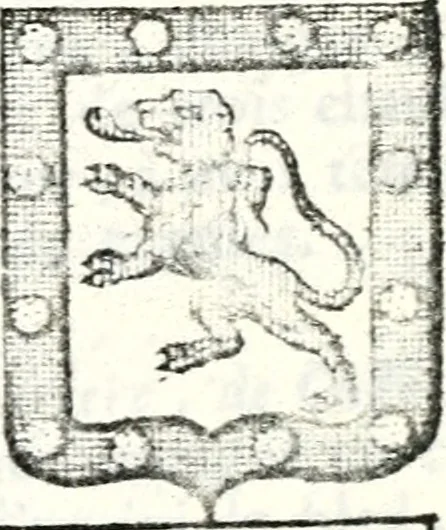An illustration from Armorial des principales maisons et familles du royaume, particulierement des celles de Paris et de l'Isle de France : contenant les armes des princes, seigneurs, grands officiers de la couronne & de la maison du roi, celles des cours souveraines, &c. avec l'explication de tous les blasons, 1757, leaf 458