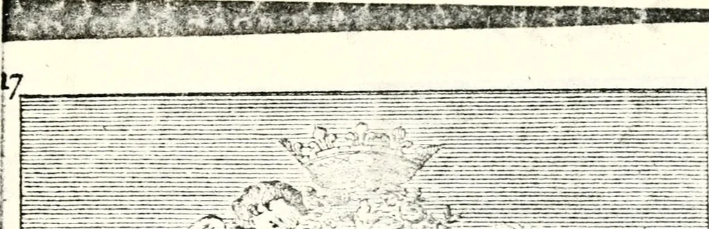 An illustration from Armorial des principales maisons et familles du royaume, particulierement des celles de Paris et de l'Isle de France : contenant les armes des princes, seigneurs, grands officiers de la couronne & de la maison du roi, celles des cours souveraines, &c. avec l'explication de tous les blasons, 1757, leaf 48