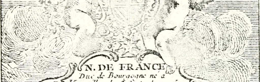 An illustration from Armorial des principales maisons et familles du royaume, particulierement des celles de Paris et de l'Isle de France : contenant les armes des princes, seigneurs, grands officiers de la couronne & de la maison du roi, celles des cours souveraines, &c. avec l'explication de tous les blasons, 1757, leaf 48