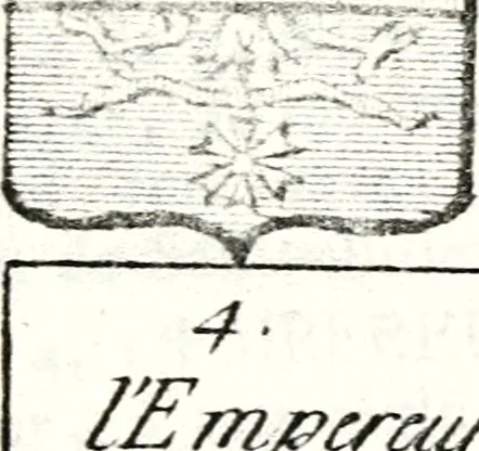 An illustration from Armorial des principales maisons et familles du royaume, particulierement des celles de Paris et de l'Isle de France : contenant les armes des princes, seigneurs, grands officiers de la couronne & de la maison du roi, celles des cours souveraines, &c. avec l'explication de tous les blasons, 1757, leaf 510