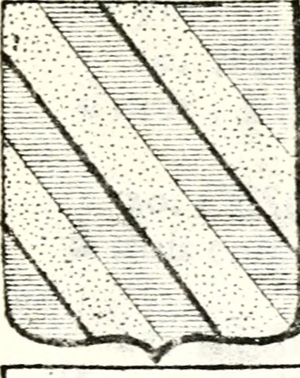An illustration from Armorial des principales maisons et familles du royaume, particulierement des celles de Paris et de l'Isle de France : contenant les armes des princes, seigneurs, grands officiers de la couronne & de la maison du roi, celles des cours souveraines, &c. avec l'explication de tous les blasons, 1757, leaf 518