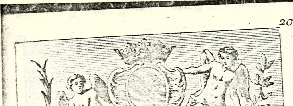 An illustration from Armorial des principales maisons et familles du royaume, particulierement des celles de Paris et de l'Isle de France : contenant les armes des princes, seigneurs, grands officiers de la couronne & de la maison du roi, celles des cours souveraines, &c. avec l'explication de tous les blasons, 1757, leaf 54