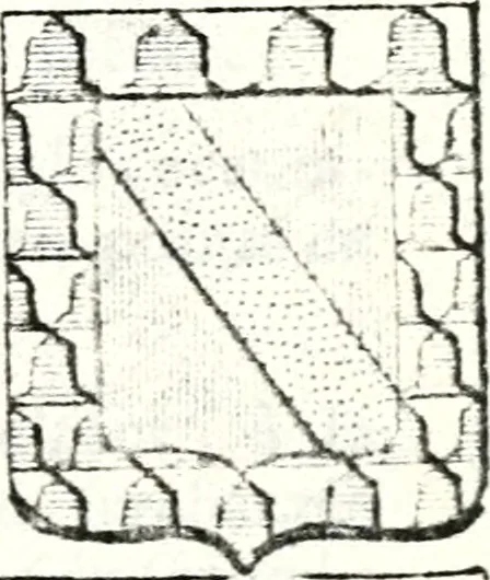 An illustration from Armorial des principales maisons et familles du royaume, particulierement des celles de Paris et de l'Isle de France : contenant les armes des princes, seigneurs, grands officiers de la couronne & de la maison du roi, celles des cours souveraines, &c. avec l'explication de tous les blasons, 1757, leaf 542