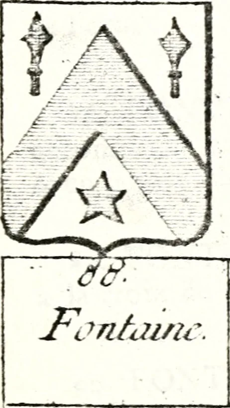 An illustration from Armorial des principales maisons et familles du royaume, particulierement des celles de Paris et de l'Isle de France : contenant les armes des princes, seigneurs, grands officiers de la couronne & de la maison du roi, celles des cours souveraines, &c. avec l'explication de tous les blasons, 1757, leaf 570