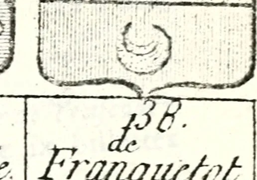 An illustration from Armorial des principales maisons et familles du royaume, particulierement des celles de Paris et de l'Isle de France : contenant les armes des princes, seigneurs, grands officiers de la couronne & de la maison du roi, celles des cours souveraines, &c. avec l'explication de tous les blasons, 1757, leaf 594