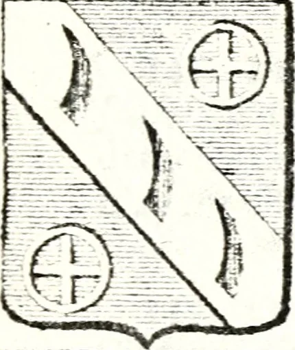 An illustration from Armorial des principales maisons et familles du royaume, particulierement des celles de Paris et de l'Isle de France : contenant les armes des princes, seigneurs, grands officiers de la couronne & de la maison du roi, celles des cours souveraines, &c. avec l'explication de tous les blasons, 1757, leaf 598