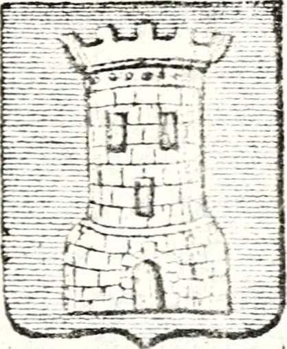 An illustration from Armorial des principales maisons et familles du royaume, particulierement des celles de Paris et de l'Isle de France : contenant les armes des princes, seigneurs, grands officiers de la couronne & de la maison du roi, celles des cours souveraines, &c. avec l'explication de tous les blasons, 1757, leaf 614