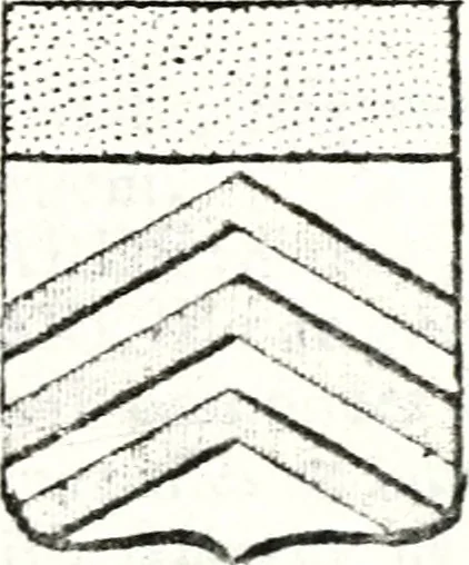 An illustration from Armorial des principales maisons et familles du royaume, particulierement des celles de Paris et de l'Isle de France : contenant les armes des princes, seigneurs, grands officiers de la couronne & de la maison du roi, celles des cours souveraines, &c. avec l'explication de tous les blasons, 1757, leaf 614