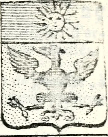 An illustration from Armorial des principales maisons et familles du royaume, particulierement des celles de Paris et de l'Isle de France : contenant les armes des princes, seigneurs, grands officiers de la couronne & de la maison du roi, celles des cours souveraines, &c. avec l'explication de tous les blasons, 1757, leaf 66