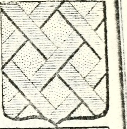 An illustration from Armorial des principales maisons et familles du royaume, particulierement des celles de Paris et de l'Isle de France : contenant les armes des princes, seigneurs, grands officiers de la couronne & de la maison du roi, celles des cours souveraines, &c. avec l'explication de tous les blasons, 1757, leaf 666