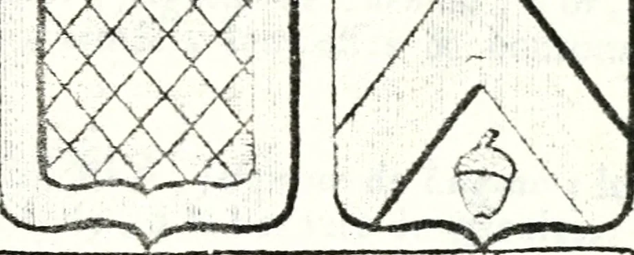 An illustration from Armorial des principales maisons et familles du royaume, particulierement des celles de Paris et de l'Isle de France : contenant les armes des princes, seigneurs, grands officiers de la couronne & de la maison du roi, celles des cours souveraines, &c. avec l'explication de tous les blasons, 1757, leaf 670