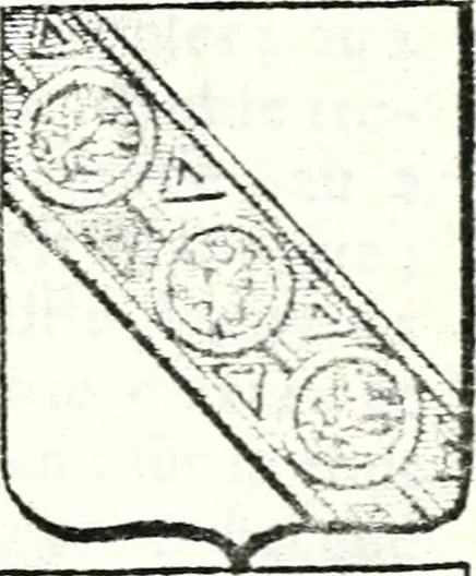 An illustration from Armorial des principales maisons et familles du royaume, particulierement des celles de Paris et de l'Isle de France : contenant les armes des princes, seigneurs, grands officiers de la couronne & de la maison du roi, celles des cours souveraines, &c. avec l'explication de tous les blasons, 1757, leaf 714