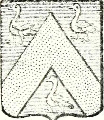 An illustration from Armorial des principales maisons et familles du royaume, particulierement des celles de Paris et de l'Isle de France : contenant les armes des princes, seigneurs, grands officiers de la couronne & de la maison du roi, celles des cours souveraines, &c. avec l'explication de tous les blasons, 1757, leaf 758