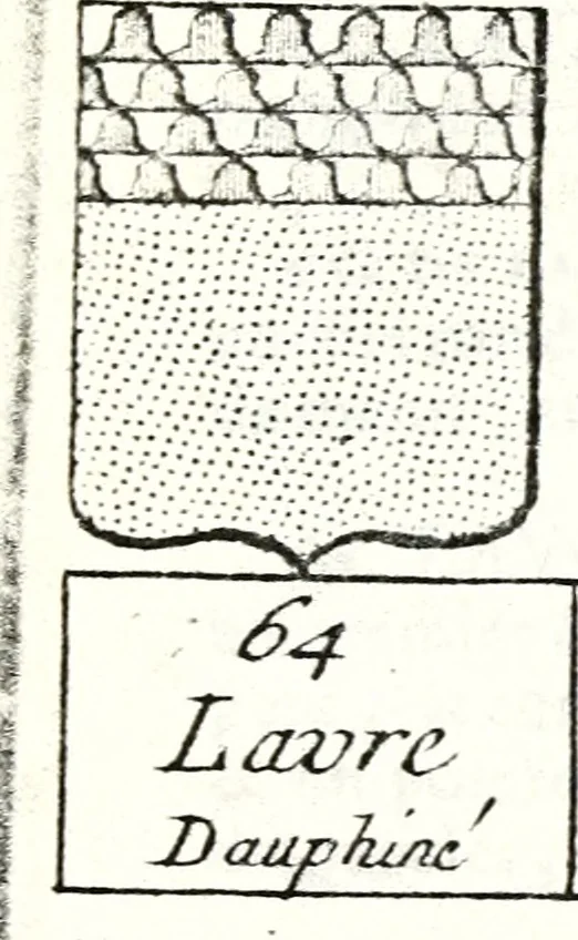 An illustration from Armorial des principales maisons et familles du royaume, particulierement des celles de Paris et de l'Isle de France : contenant les armes des princes, seigneurs, grands officiers de la couronne & de la maison du roi, celles des cours souveraines, &c. avec l'explication de tous les blasons, 1757, leaf 782