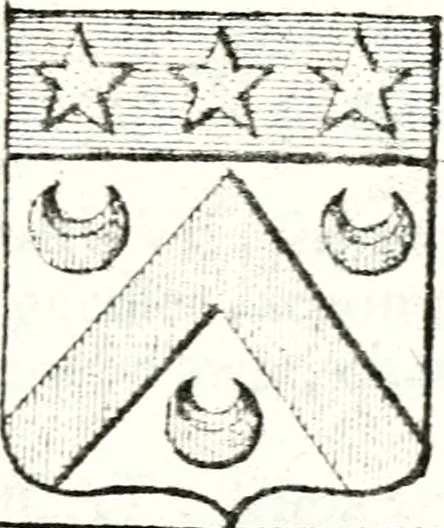 An illustration from Armorial des principales maisons et familles du royaume, particulierement des celles de Paris et de l'Isle de France : contenant les armes des princes, seigneurs, grands officiers de la couronne & de la maison du roi, celles des cours souveraines, &c. avec l'explication de tous les blasons, 1757, leaf 782