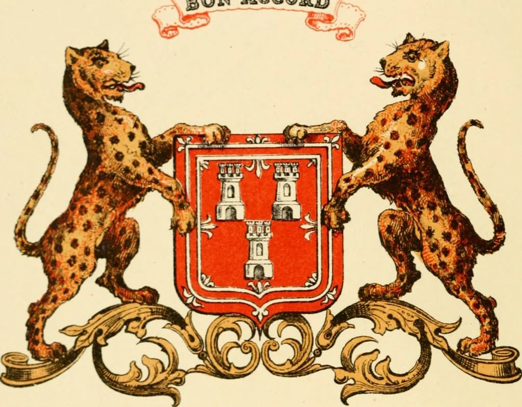 An illustration from The armorial ensigns of the royal burgh of Aberdeen : with some observations on the legend relating to the capture and demolition of the castle, 1888, leaf 7