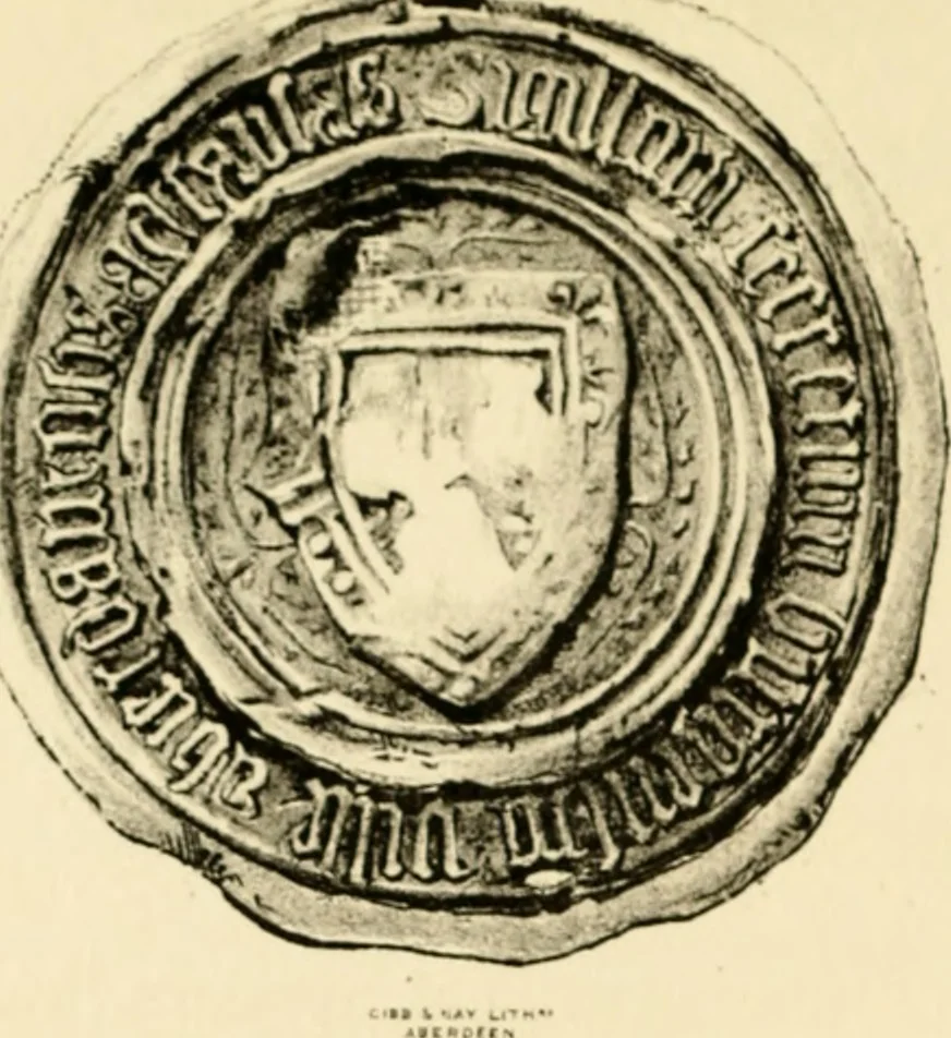 An illustration from The armorial ensigns of the royal burgh of Aberdeen : with some observations on the legend relating to the capture and demolition of the castle, 1888, leaf 77