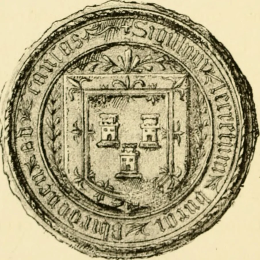 An illustration from The armorial ensigns of the royal burgh of Aberdeen : with some observations on the legend relating to the capture and demolition of the castle, 1888, leaf 77