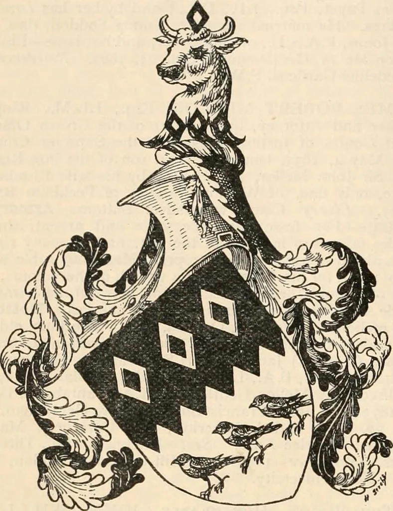 An illustration from Armorial families : a directory of gentlemen of coat-armour, 1905, leaf 1047