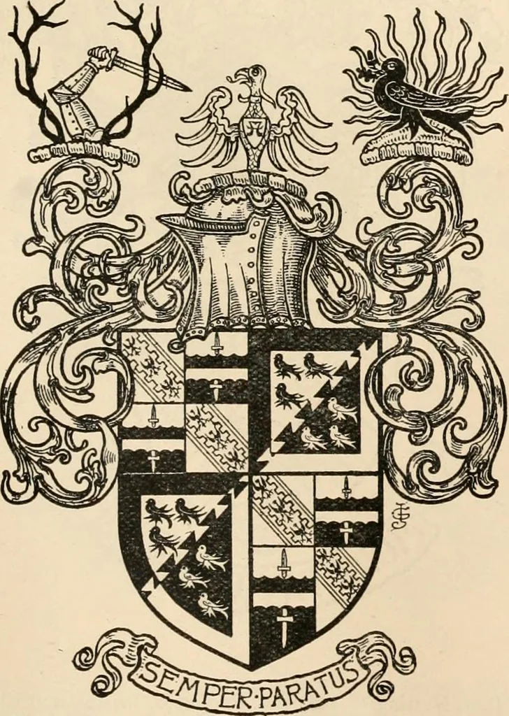 An illustration from Armorial families : a directory of gentlemen of coat-armour, 1905, leaf 1120
