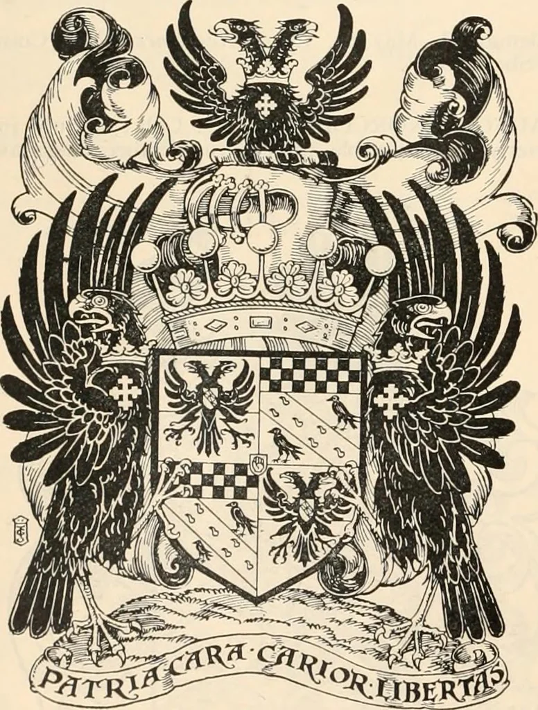 An illustration from Armorial families : a directory of gentlemen of coat-armour, 1905, leaf 1229