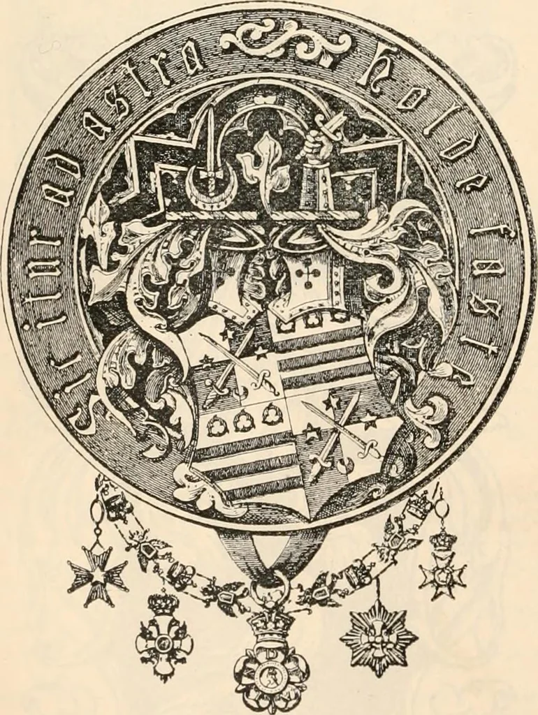 An illustration from Armorial families : a directory of gentlemen of coat-armour, 1905, leaf 1263