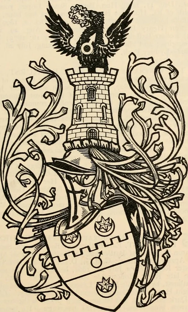 An illustration from Armorial families : a directory of gentlemen of coat-armour, 1905, leaf 128