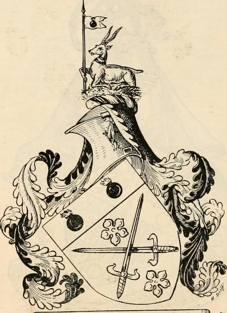 An illustration from Armorial families : a directory of gentlemen of coat-armour, 1905, leaf 1285
