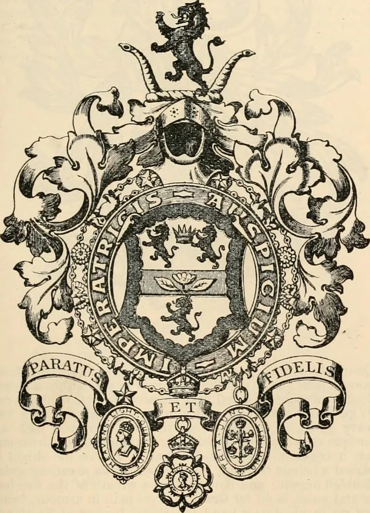 An illustration from Armorial families : a directory of gentlemen of coat-armour, 1905, leaf 1316