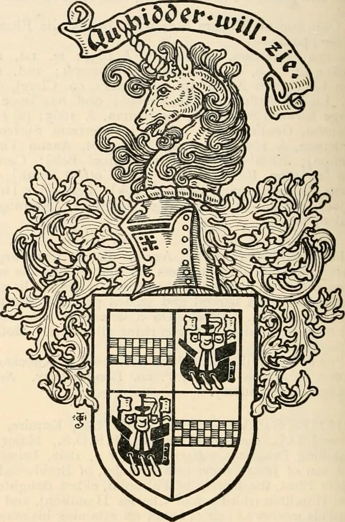 An illustration from Armorial families : a directory of gentlemen of coat-armour, 1905, leaf 1387