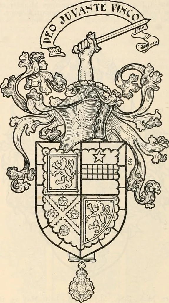 An illustration from Armorial families : a directory of gentlemen of coat-armour, 1905, leaf 1389